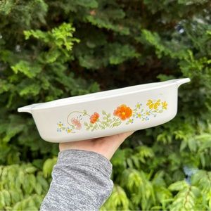 Vintage Corningware Wildflower Ceramic Casserole Dish/Pan | A-8-B | 1.4 Liter
